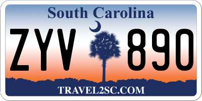 SC license plate ZYV890