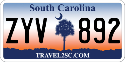 SC license plate ZYV892