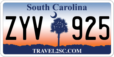 SC license plate ZYV925