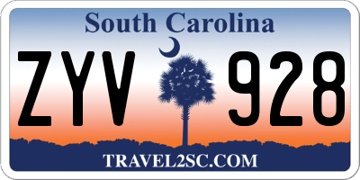 SC license plate ZYV928