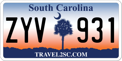 SC license plate ZYV931