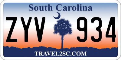 SC license plate ZYV934