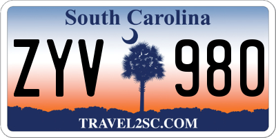 SC license plate ZYV980