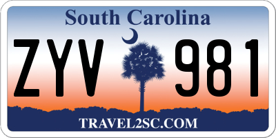 SC license plate ZYV981