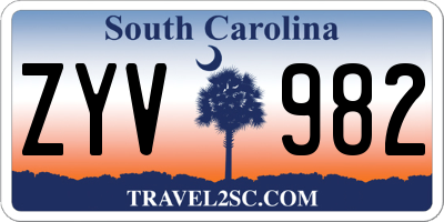 SC license plate ZYV982