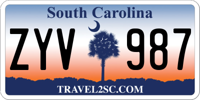 SC license plate ZYV987