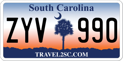 SC license plate ZYV990
