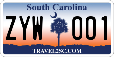 SC license plate ZYW001