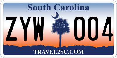 SC license plate ZYW004