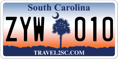 SC license plate ZYW010