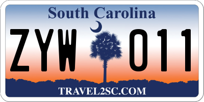 SC license plate ZYW011