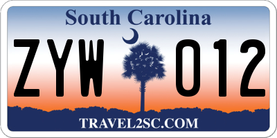 SC license plate ZYW012