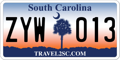 SC license plate ZYW013
