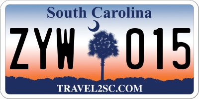 SC license plate ZYW015