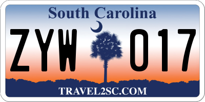 SC license plate ZYW017