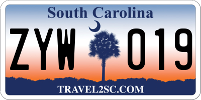 SC license plate ZYW019
