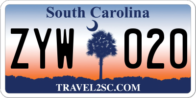SC license plate ZYW020