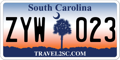 SC license plate ZYW023