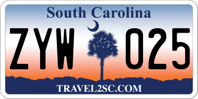 SC license plate ZYW025