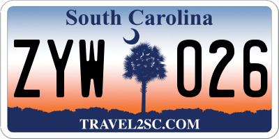 SC license plate ZYW026