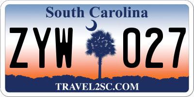 SC license plate ZYW027