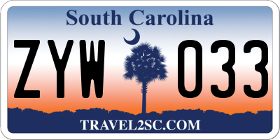 SC license plate ZYW033