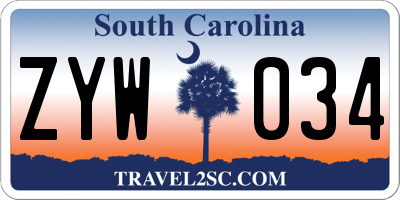 SC license plate ZYW034
