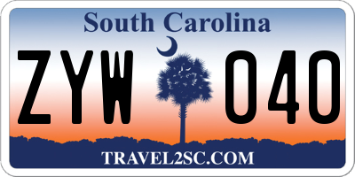 SC license plate ZYW040