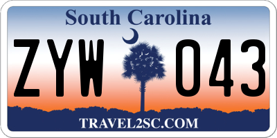 SC license plate ZYW043
