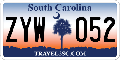 SC license plate ZYW052