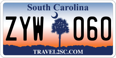 SC license plate ZYW060