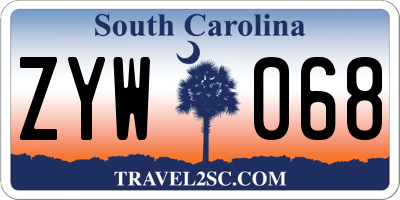 SC license plate ZYW068