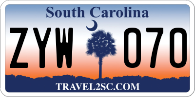 SC license plate ZYW070