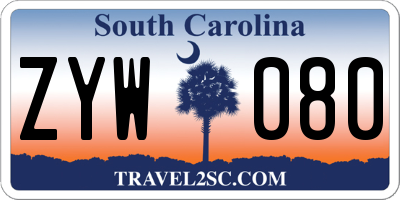 SC license plate ZYW080