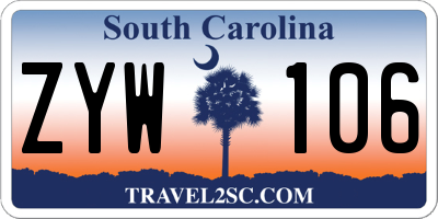 SC license plate ZYW106