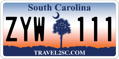 SC license plate ZYW111