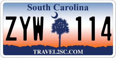 SC license plate ZYW114