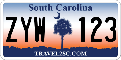 SC license plate ZYW123