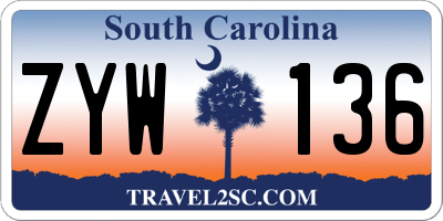 SC license plate ZYW136