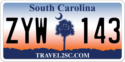 SC license plate ZYW143