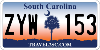 SC license plate ZYW153