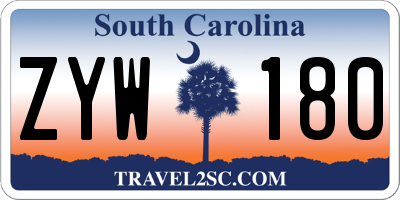 SC license plate ZYW180