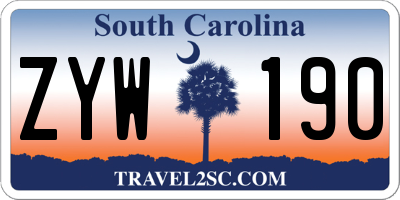 SC license plate ZYW190