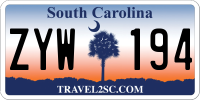 SC license plate ZYW194