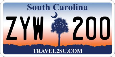 SC license plate ZYW200