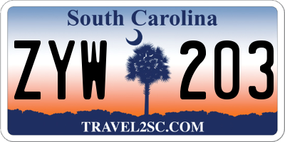 SC license plate ZYW203