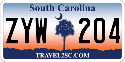 SC license plate ZYW204
