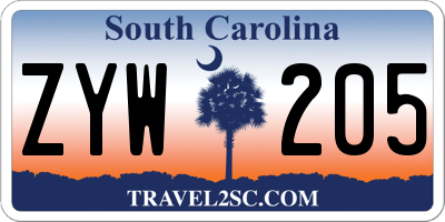 SC license plate ZYW205