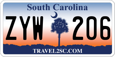 SC license plate ZYW206