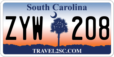 SC license plate ZYW208